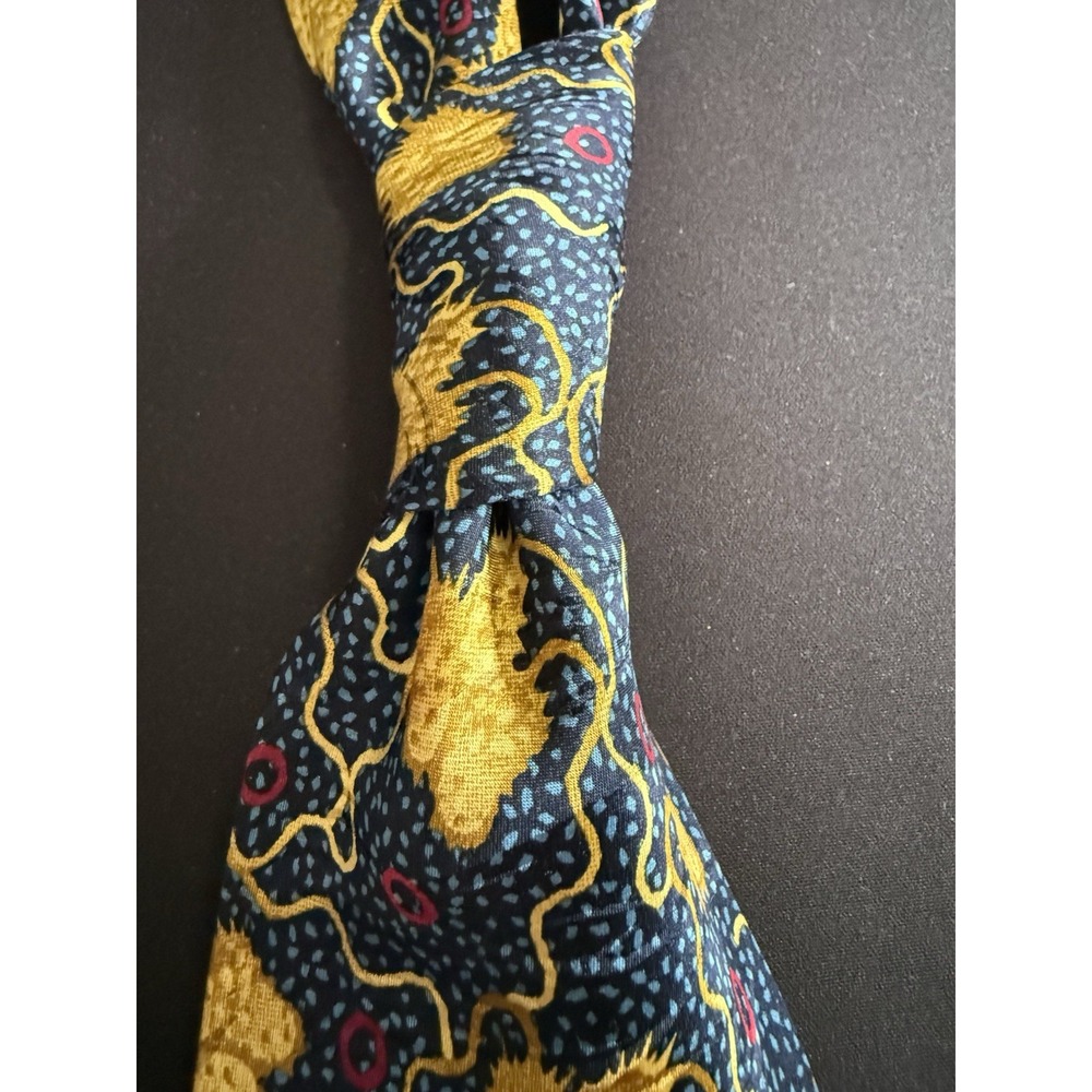 CDC Eradication Cholera Silk Tie Vintage Geometric Multicolor Handmade 58x4